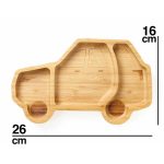 Dodoli Bambusz Autós tányér tapadókoronggal gyerekeknek – 3 rekesz, 26 x 16 cm – 2