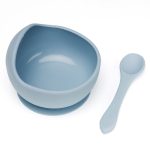 Prémium szilikon baba étkészlet tálkával és kanállal – 300 ml, pasztell kék – Dodoli