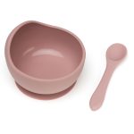 Prémium szilikon baba étkészlet tálkával és kanállal – 300 ml, pasztell rózsaszín – Dodoli