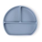 Csúszásmentes szilikon tányér és kanál, pasztell kék, 21x19cm – 1
