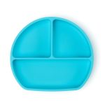 Csúszásmentes szilikon tányér baba etetőkanállal, kék, 21x19cm – 1