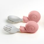 Gyakorló evőeszköz készlet kisgyermekeknek – Csiga, rózsaszín, 10cm – 1