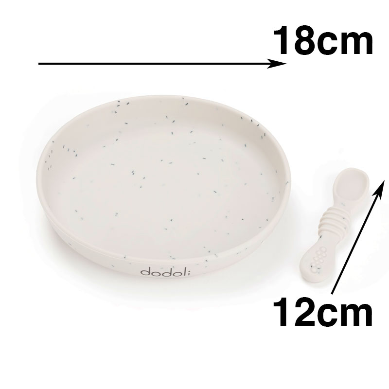 Csúszásmentes prémium szilikon baba tányér tapadókoronggal és kanállal – babáknak és gyerekeknek – bpa mentes, 18 cm – Stardust by Somaanya – 1
