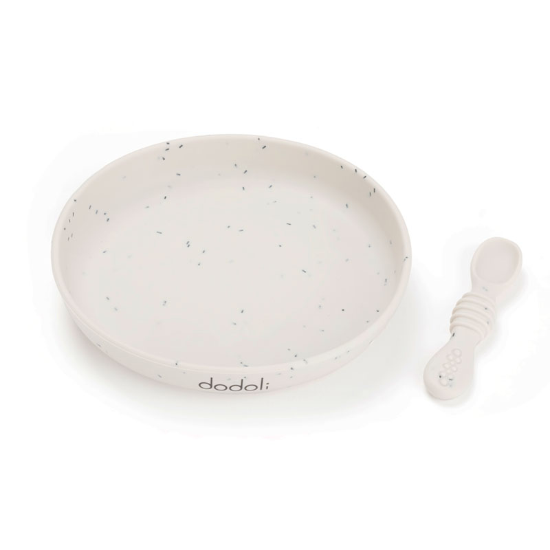 Csúszásmentes prémium szilikon baba tányér tapadókoronggal és kanállal – babáknak és gyerekeknek – bpa mentes, 18 cm – Stardust by Somaanya