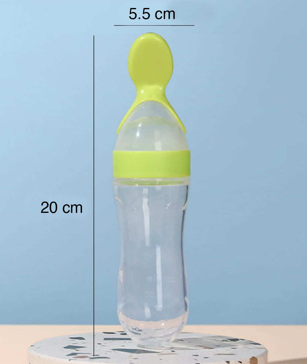 Adagolós szilikon etetőkanál babák hozzátáplálásához, védőfedéllel, 4+ hónap, 100 ml – zöld 2